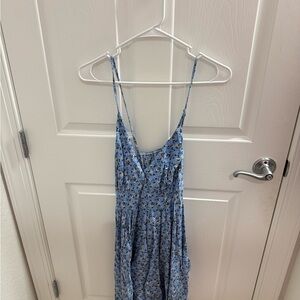 Blue Floral Spaghetti Strap Sundress